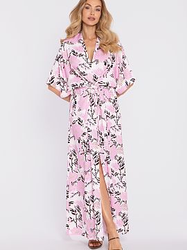 Daydress Moe  An elegant maxi dress with a wrap-around cut is a perfect choice for women who value comfort and timeless style. Made of a light, patterned 