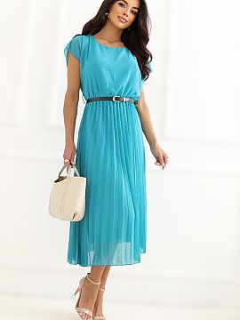 Daydress Rue Paris  Elegant midi dress with pleated bottom is a perfect combination of feminine style, comfort, and timeless classic. The flared cut beautifully