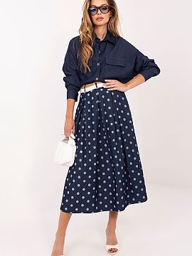 Skirt Factory Price  Stylish midi skirt in a timeless polka dot pattern is the perfect choice for women who value comfort and a versatile style. It will work per