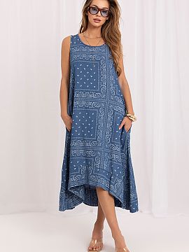 Daydress Italy Moda  A women\'s summer dress with an asymmetrical cut is a perfect choice for women who appreciate comfort and original style. The flowing silhou