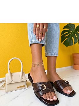 Flip-flops Solea  Stylish slip-on sandals are a proposal for women who appreciate a combination of comfort, simplicity, and elegant details. The upper made of