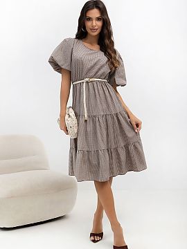 Daydress Italy Moda  A women\'s summer dress with a flared cut is an ideal choice for everyday outfits. The classic plaid pattern gives it a timeless character, 