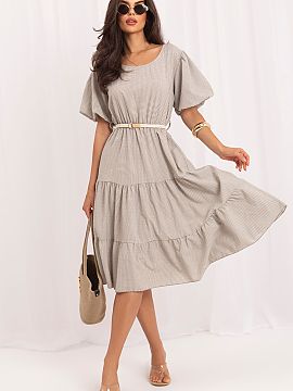 Daydress Italy Moda  The women\'s summer dress with a flared cut is an ideal proposition for everyday stylizations. The classic check pattern gives it a timeless