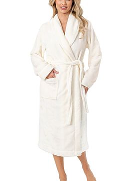 Bathrobe Donna  The long women\'s dressing gown 103 is an ideal proposition for cool days and peaceful, home moments. Made of soft, thick soft material, it 