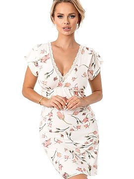 Nightshirt Donna  Nightgown made of viscose with flowers Amaris is a harmonious combination of feminine delicacy and everyday comfort. Made of soft, pleasant 