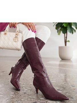 Heel boots Solea  Classic women\'s boots made of synthetic leather are an elegant proposition for women who appreciate timeless style enriched with eye-catchi