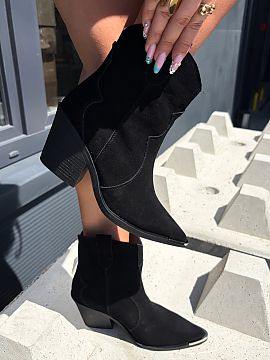 Heel boots Step in style  Women\'s ankle boots made of natural suede are an impressive model inspired by cowboy style, ideal for women who like characterful footwear.