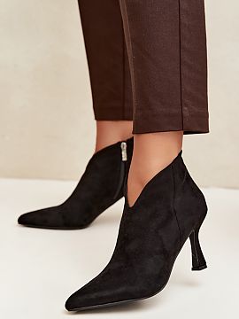 Heel boots Step in style  Low ankle boots made of eco suede are an elegant proposition for women who appreciate style, comfort, and timeless look. The soft material w