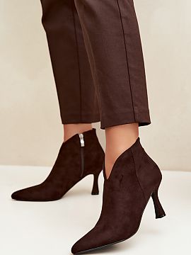 Heel boots Step in style  Low women\'s ankle boots made of eco suede are an elegant proposition for women who appreciate style, comfort, and a timeless look. The soft