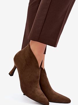 Heel boots Step in style  Low women\'s ankle boots made of eco suede are an elegant proposition for women who appreciate style, comfort, and a timeless look. The soft