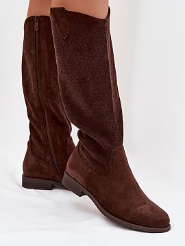 Thigh-Hight Boots Step in style  Women\'s boots from the S.Barski brand are a combination of elegance and everyday comfort. Made of eco-suede, they stand out with a subtle, 