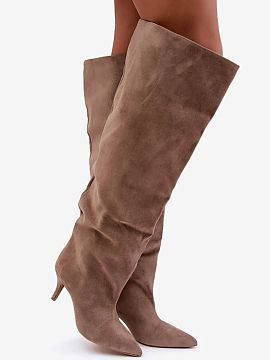 Heel boots Step in style  Stylish women\'s boots made of soft eco suede are a perfect choice for colder days. The loose shaft gently falls and wrinkles during wear, g