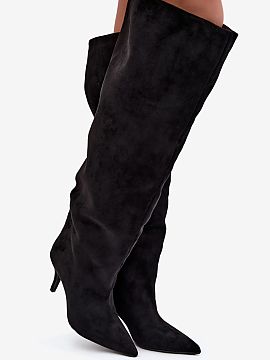 Heel boots Step in style  Stylish women\'s boots made of soft eco suede are a perfect choice for cooler days. The loose shaft gently falls and wrinkles during wearing
