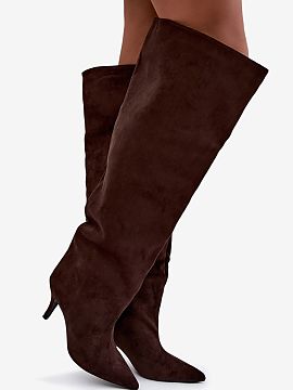 Heel boots Step in style  Stylish women\'s boots made of soft eco suede are a perfect choice for colder days. The loose shaft gently falls and wrinkles while wearing,