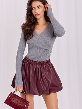 Jumper Italy Moda  Elegant women\'s sweater made of ribbed material is a stylish proposition for everyday wear, work, and formal occasions. The standard length