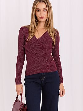Jumper Italy Moda  Elegant women\'s sweater made of ribbed material is a stylish proposition for everyday wear, work, and special occasions. The model of stand