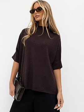 Short sleeve sweater Italy Moda  An elegant oversized women\'s sweater that will work great for everyday wear, work, and formal occasions. The standard-length model is made 