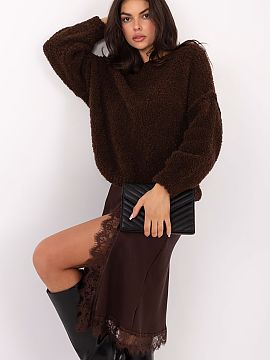 Jumper Italy Moda  Stylish women\'s boucle sweater with decorative stitching is a perfect choice for everyday styling and work. The casual character of the mod