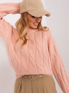 Jumper Factory Price  Knitted women\'s sweater with an eye-catching braided pattern is a stylish proposal for cooler days. The varied texture of the material give