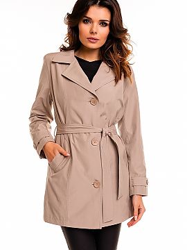 Coat Cabba  Classic cotton lined women\'s trench, perfect for the autumn whimsical weather. The coat is laced at the waist and fastened with three large