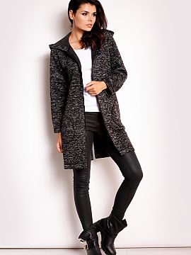Coat Infinite You  Unusual coat made of soft knitwear with long sleeves and a simple cut. The original cut makes the model fall loosely. Wide collar, hood and 