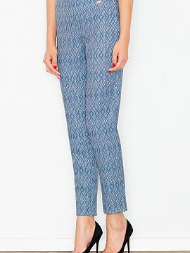 Women trousers Figl  Elegant high-waisted trousers with colourful and interesting prints. Trousers with a zip on the side. The trousers do not have pockets.