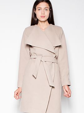 Coat Venaton  Elegant coat, tied at the waist with an impressive, spread collar. Classic cut model.