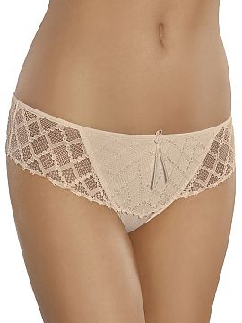 Panties Gabidar   Female panties.
 - made of smooth knitted fabric
 - decorated with subtle lace on front and sides
 - satin bow on the front.
 - model p