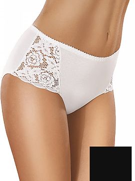 Panties Gabidar  Cotton, full briefs in black with a slightly raised waist. Delicate lace inserts on both sides. They adhere perfectly to the body giving a s
