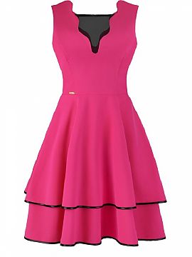 Cocktail dress Jersa   - Fitted top
 - decorative mesh on the bust, finished with piping
 - decoratively cut out back
 - cut off at the waist
 - two layers at