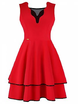 Cocktail dress Jersa   - Fitted top
 - decorative mesh on the bust, finished with piping
 - decoratively cut out back
 - cut off at the waist
 - two layers at