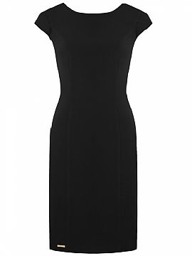 Cocktail dress Jersa  Dress made of soft knitwear. Simple and classic but with a claw. On the back on the entire length of the elegant zipper in gold makes the mo