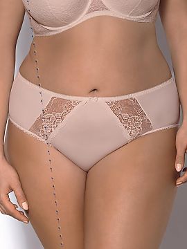 Panties Gorsenia Lingerie    Classic briefs made of smooth knitwear. Decorated with two insertions of elastic lace on the front and a tiny bow in the middle. Legs fini