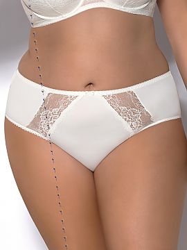 Panties Gorsenia Lingerie    Classic briefs made of smooth knitwear. Decorated with two insertions of elastic lace on the front and a tiny bow in the middle. Legs fini