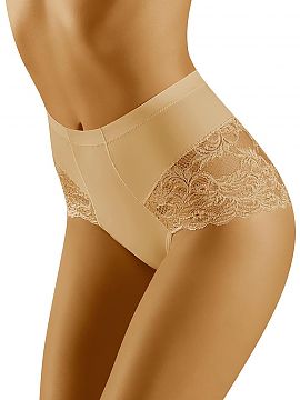 Panties Wolbar  Here are panties, which tempt with beautiful, openwork lace climbing both along the line of thighs and on the buttocks. A slightly higher cu