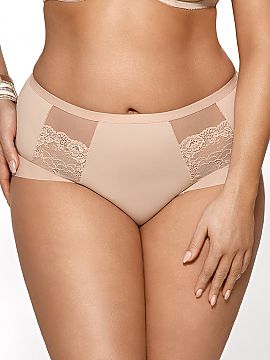Panties Gorsenia Lingerie   Elegant panties in beige color. Made of soft microfiber, decorated with two lace inserts on the front. On the back smooth. Legs at the fron
