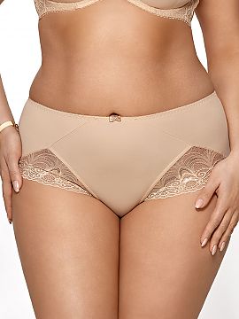 Panties Gorsenia Lingerie    Elegant, very comfortable, classic briefs. Made of soft microfiber. Decorated with two lace inserts and a small bow in the middle. Back sm
