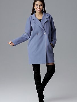 Coat Figl  Loose-fitting coat with kimono sleeves, perfect for modern styling. Double-breasted model with decorative buttons and pockets. Made of beaut