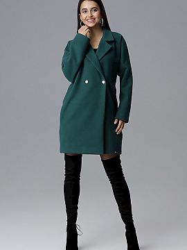 Coat Figl  Loose-fitting coat with kimono sleeves, perfect for modern styling. Double-breasted model with decorative buttons and pockets. Made of beaut