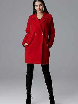 Coat Figl  Loose-fitting coat with kimono sleeves, perfect for modern styling. Double-breasted model with decorative buttons and pockets. Made of beaut