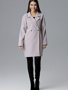 Coat Figl  Loose-fitting coat with kimono sleeves, perfect for modern styling. Double-breasted model with decorative buttons and pockets. Made of beaut