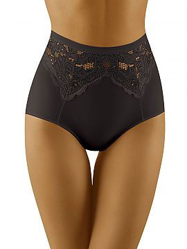 Panties Wolbar   Elegant figure-modelling panties.
 - high rise
 - front and back is decorated with lace at the top
 - mesh on the back lifts the buttock