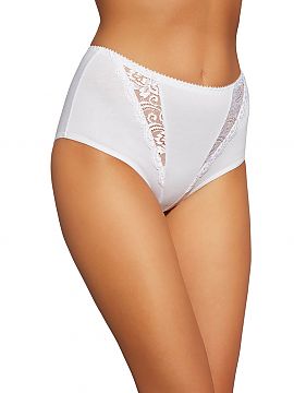 Panties Gabidar  Classic, higher cut briefs. Made of cotton with an addition of elastane. Front attractive two, lace inserts. Back - smooth.