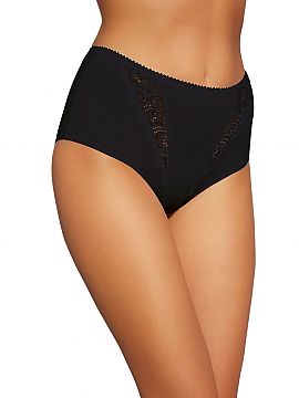 Panties Gabidar  Classic, higher cut briefs. Made of cotton with an addition of elastane. Front attractive two, lace inserts. Back - smooth.