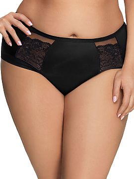 Panties Gorsenia Lingerie  Elegant, black panties with a very thoughtful form. Covering at the front and back and slightly transparent at the edges, thanks to which th