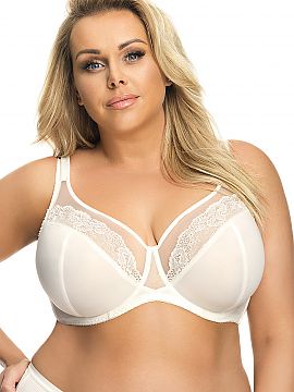Soft Gorsenia Lingerie  Elegant, cream-colored soft bra with underwire. Good for medium and larger breasts. It decorates the neckline very nicely, especially thanks