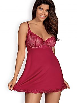 Sexy set Obsessive  Fall in love with the depth of colour and delicacy of lace of the Rosalyne chemise. The three-way bra clasp makes for an easy fit, and the s