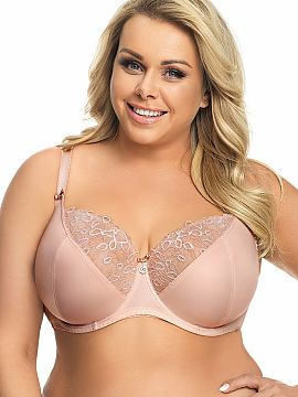 Soft Gorsenia Lingerie  A beautiful powder pink underwired soft bra, inspired by the Glamour style. In delicate colours, with slightly glittering silver embroidery 