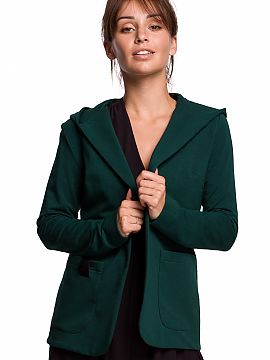 Jacket BeWear  Simple, but unusual, cotton jacket with a hood and large pockets sewn on the front, is an interesting addition to any everyday styling. Jack