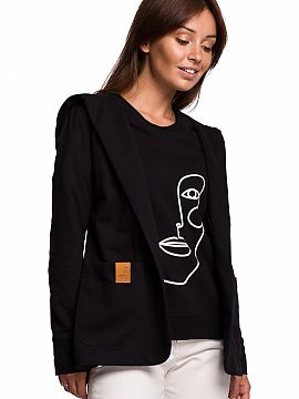 Jacket BeWear  Simple, but unusual, cotton jacket with a hood and large pockets sewn on the front, is an interesting addition to any everyday styling. Jack